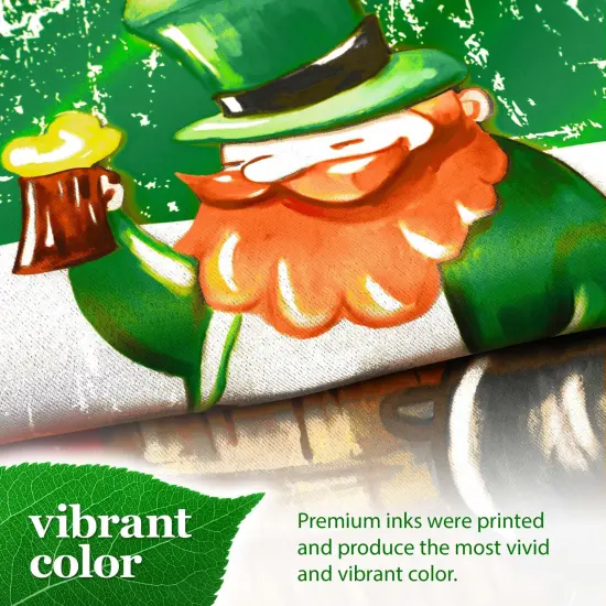 G128 Happy St. Patrick&rsquo;s Day Leprechaun Barrel Gold Garden Flag 12x18 In Double Sided St. Patrick's Day Yard Garden Lawn Decoration {6}