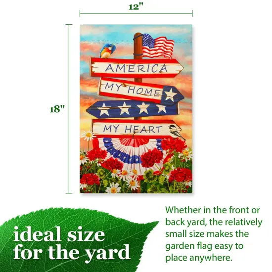 G128 America My Home My Heart Garden Flag 12x18 In Double Sided Independence Day Yard Garden Lawn Decoration {4}