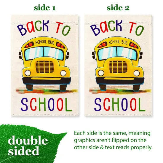 G128 Back to School Bus Garden Flag 12x18 In Double Sided Back to School Yard Garden Lawn Decoration {3}