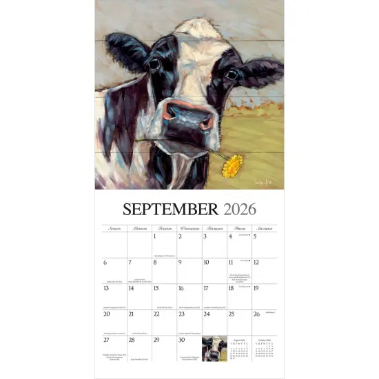 Barnyard Friends | 2026 12 x 24 Inch (Hanging) Monthly Square Wall Calendar | Featuring the Artwork of Molly Strong | Plastic-Free {3}