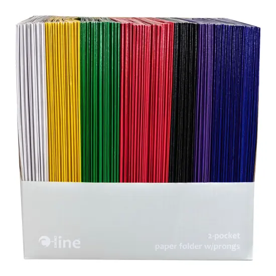 C-Line 2-Pocket Recycled Portfolio with Prongs, Assorted Colors, Set of 100 {1}