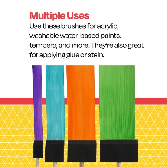 School Smart Wedge Foam Paint Brushes, Assorted Sizes, Pack of 48 {7}