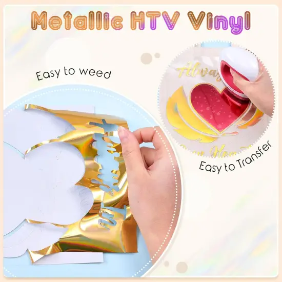 18 Sheets 12'' x 10''Chrome Red/Green/Blue Metallic HTV Iron On Vinyl {3}