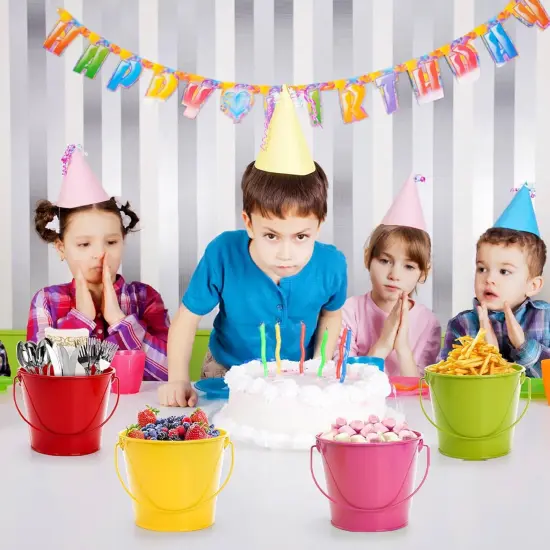 12 Pack Small Metal Buckets with Handle {3}