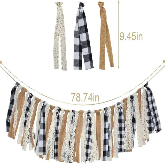 Buffalo Check Plaid Banner Black and White Gingham Spring Summer {2}