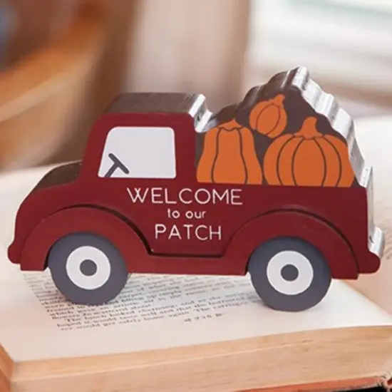 Pumpkin Patch Truck Table Sitter Fall Harvest Farmhouse Shelf Decor {2}