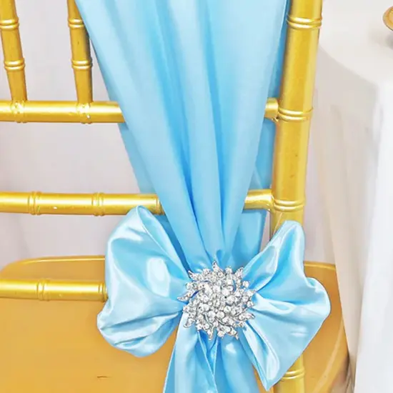 10 Pieces Baby Blue Satin Chair Sashes Soft 8"x108" Event Decor {3}