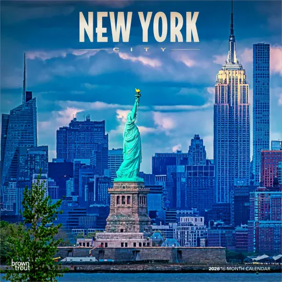 New York City | 2026 12 x 24 Inch (Hanging) Monthly Square Wall Calendar | Foil Stamped Cover | Plastic-Free {1}