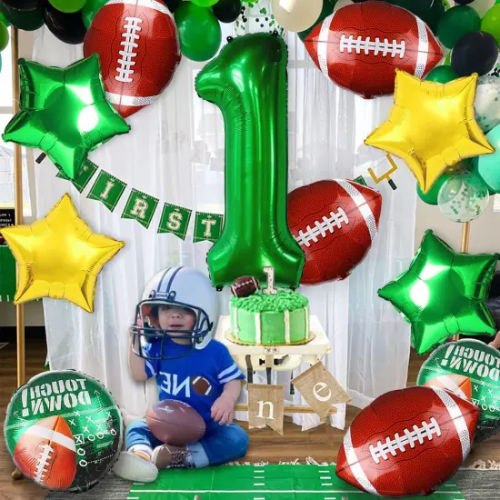 Football Balloons for Football Theme Party Decorations, Large Foil Mylar Football Green Balloon Decor for Boys Kids Men Rubby Balloon Decor Party Supplies {4}