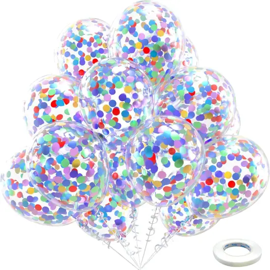 Rainbow Multicolor Confetti Latex Balloons - 60 Pack 12 inch Helium Colorful Confetti Balloons for Birthday Baby Shower Wedding Party Decorations {1}