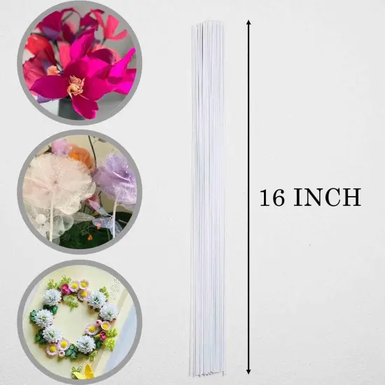 18 Gauge White Floral Stem Wire 16 inch, 50 PCS Per Pack {3}
