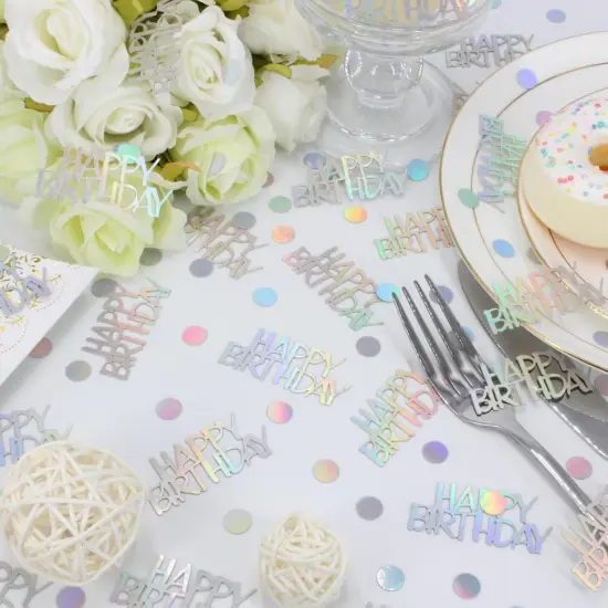 Birthday Confetti, Glitter Happy Birthday Table Decorations, 270 PCS Iridescent Party Decorations {2}