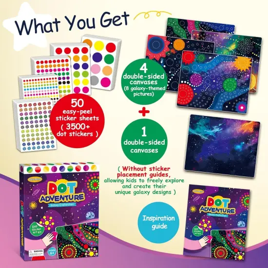 Dot Sticker Art Kit for Kids, Create Stunning Galaxy Patterns with Dot Stickers, Includes Inspiration Guide, Craft Kits, Art Activities for Kids, Gifts for Boys and Girls {2}