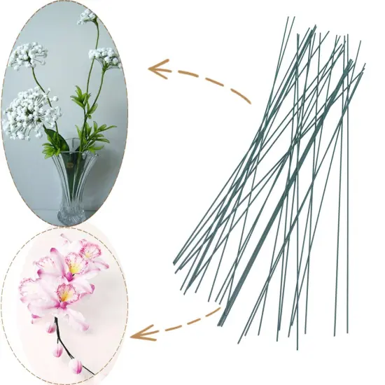 200 Pcs 22 Gauge Floral Stem Wire,Floral Stems for Flower Arrangements DIY,Bouquent Stem Wrapping and Crafts,16 Inch,Dark Green {2}