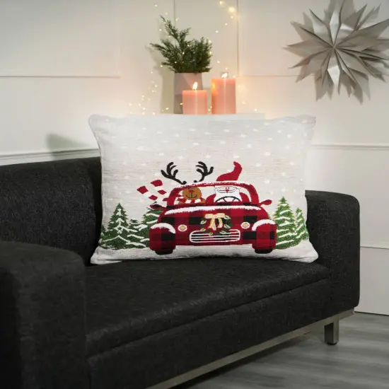 Merry Claus Caravan Jacquard Machine Woven Throw Pillow - 24" X 24" {1}