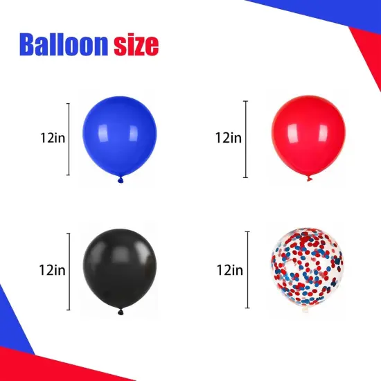 60PCS Blue Red and Black Balloons,12 inch Blue Red and Black Balloon Arch Kit Red Black and Blue Birthday Decorations,Suitable for Hero Party Birthday Shower Graduation Party Decorations {2}