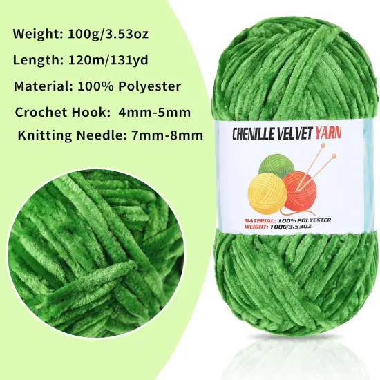 2 * 100g Velvet Chenille Chunky Yarn, Handcrafts Weaving Soft Chenille Yarn for Crocheting Clearance, Used for Making Baby Yarn Blanket, Clothes, Knitting Creations (Black) {2}