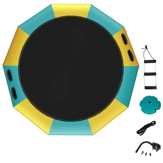 PVC Inflatable Water Trampoline with Large Bouncing Area Yellow {3}