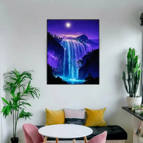 Paint by Numbers Kit for Adults, Starry Waterfall Paint by Number Kits for Beginner Acrylic On Canvas Forest Oil Painting Kit Adults' Paint-by-Number Kits for Gift Home Wall Decor 16x20 Inch {3}