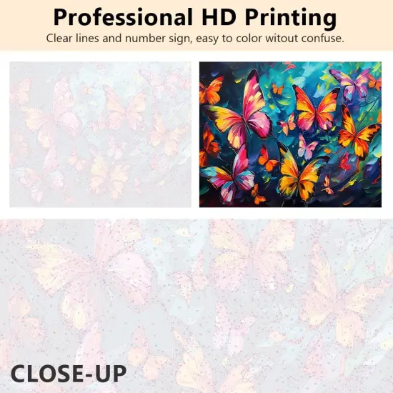 Abstract Paint by Numbers Kit for Adults, Butterflies Theme, 16x20 Inch Frameless Canvas with Acrylic Pigment and Paintbrushes, All Ages, Unisex, Non-Foldable {2}