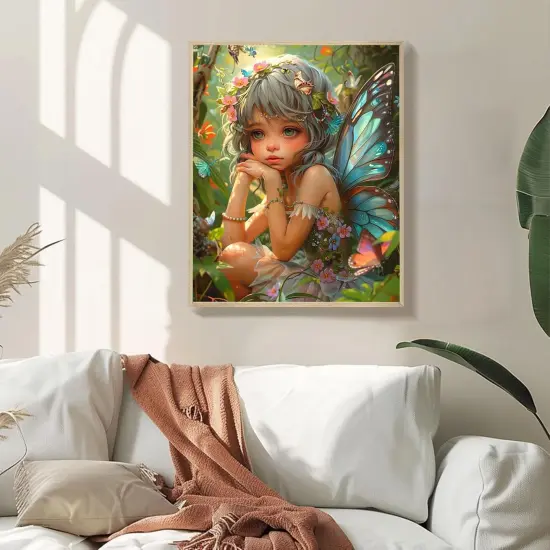 Butterfly Fairy in The Forest Paint by Number for Adults Beginner Girl with Flower Butterfly Pictures Paint by Numbers Digital Oil Artwork Butterfly Girl Painting by Number Without Frame 16x20 Inch {2}