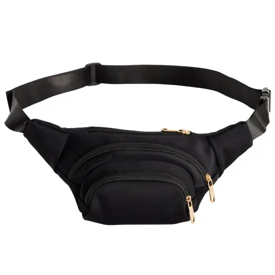 Zodaca Black Extra Large Fanny Pack Plus Size, Crossbody Bag with Adjustable Belt Straps Fits 34-60 Inch Waist (Expands to 5XL) {7}