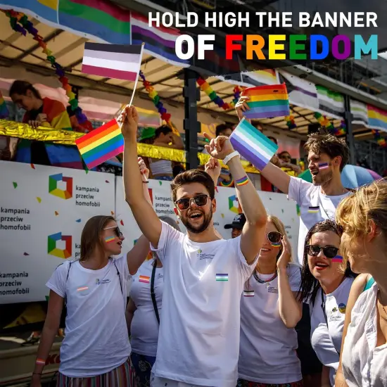 90 Pack Rainbow Pride Flags and 450 Pcs Pride Stickers Mini LGBTQ Flag Gay Pride Stickers Small Hand Held Bisexual Pansexual Lesbian Transgender Flags (Simple Style) {5}