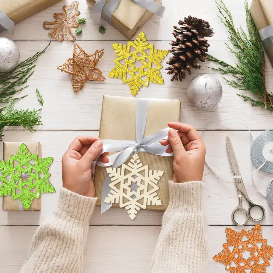 Wooden Snowflake Ornaments to Paint - Christmas Winter Decoration Cutouts Unfinished 24PCS 3.5 Inches, DIY Blank Tree Ornament for Home Snowflakes Crafts Hanging {3}