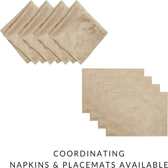 Caiden Elegance Damask Fabric Napkins (Set of 4), 17" x 17", Taupe 4 Count {4}