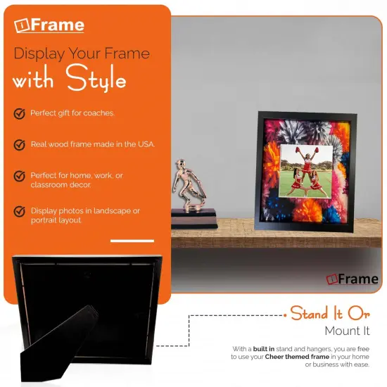 iFrame Commemorative Sports Athletics Frames I Fits 5x7 Photograph, Real Wood Black Finish, Desktop, Table Or Wall Mount I Shatterproof Plexiglass I Made in the USA {3}