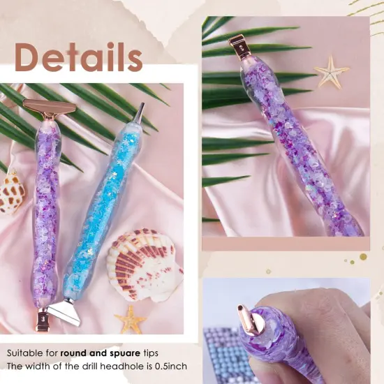 19PCS Diamond Art Pens Luminous 5D Diamond Painting Pen, 40% Thicken Comfort Grip Diamond Painting Accessories Tools with 12Pcs Pen Tips, Purple {5}