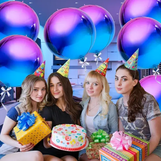 7 Pack Purple Galaxy Balloons, 22 Inch Large 4D Round Ombre Balloons Party Decorations {4}