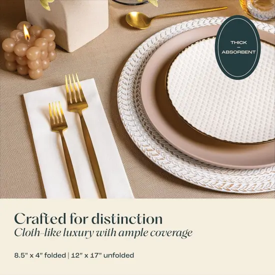 Disposable Linen-Feel Guest Towels [12" x 17"] - Cloth-Like Hand Bathroom Napkins - Made In USA, Soft and Absorbent Paper Napkin for, Bathroom, Party, Wedding, Or Event {4}