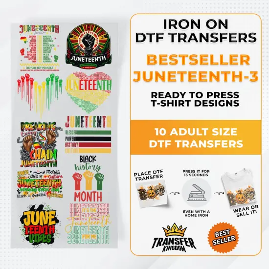 Best Seller Juneteenth T-shirt Designs Premade DTF Gangsheet - DTF Bundle 3 {1}