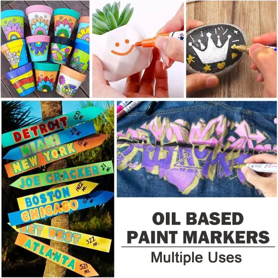 Paint Markers Pens - 54 Colors Medium Tip Markers, Permanent, Waterproof & Quick Dry, Paint Pen for Metal, Wood, Fabric, Plastic, Rock Painting, Mugs, Canvas, Glass, Art Craft {3}