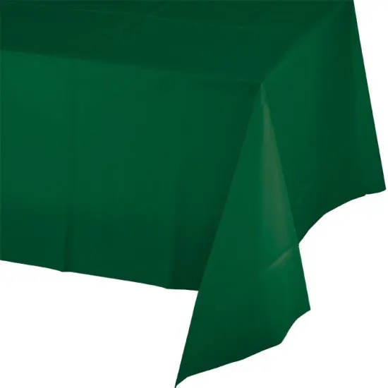 12 pc Bulk Hunter Green Plastic Table Covers 54 inch x 108 inch {1}