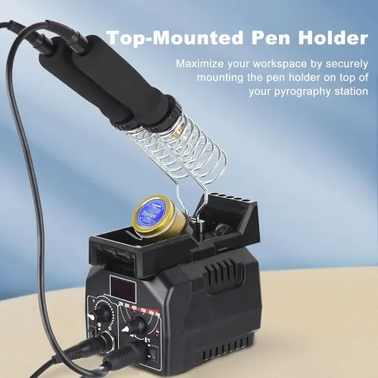 -IN-1 Wood Burning Kit Pyrography Wood Burner Includes 51 Solid Points, 20 Wire Nibs, 2 Letter Number Stencils, 3 Unfinished Wood Pieces, Pen Holder & Burning Tool for Pyrography {4}