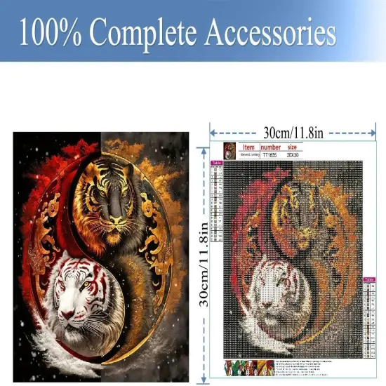 Tiger Diamond Painting Kits-Taichi Tiger Diamond Painting Kits for Adults,5D DIY Full Drill Dragon Diamond Art for Home Wall Decor 12x12inch {2}