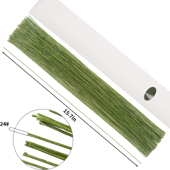 24 Gauge Dark Green Floral Wire Stem for Flower Arrangement Craft Supply,16 Inch,200PCS {4}