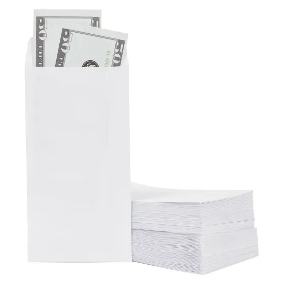 100-Pack #7 Small Money Envelopes for Cash 3.5x6.5 in, White 130 gsm, Self-Adhesive Paper Currency Envelopes for Budgeting, Saving Challenges, Banks, Coins, Seed Packets, Tips {1}