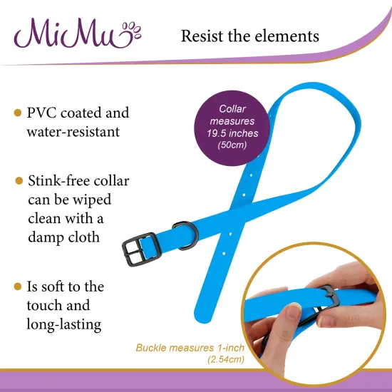 MiMu Medium Silicone Dog Collar - Blue 19.5in Stylish Dog Collar with Prong Buckle {5}