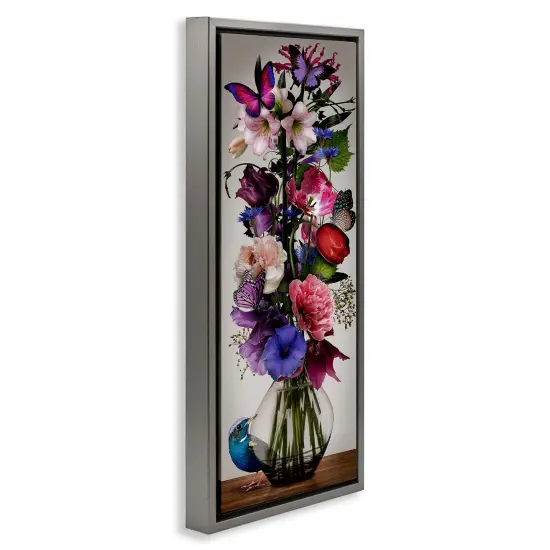 Stupell Industries Bird Peeking at Bouquet Framed Floater Canvas Wall Art Design by Reinders {3}