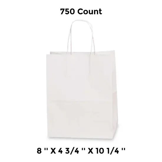 Glossy Carry Bags 8'' X 4 3/4'' X 10 1/4'' for Retail White {1}
