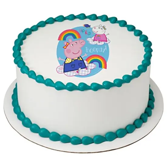 Peppa Pig Hip Hip Hooray PhotoCake&reg; Edible Cake Topper Icing Image for 8 inch round cake or larger {1}