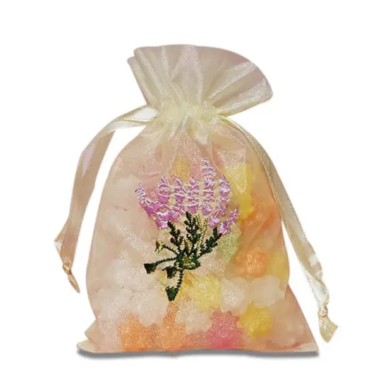Lavender Flower Embroidered Organza Bags 4'' x 6'' for Gifts {2}