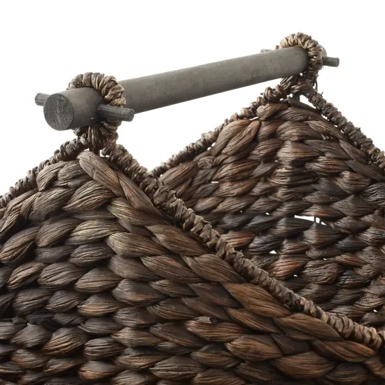 Casafield Toilet Paper Roll Storage Basket with Magazine Holder, Woven Water Hyacinth Wicker Bathroom Bin for Bath Tissue and Toiletries {5}