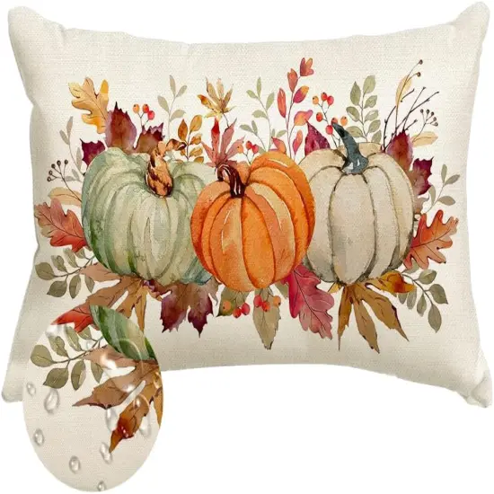 Pillow Covers 12x20 Inch Outdoor Waterproof Thanksgiving Autumn {1}