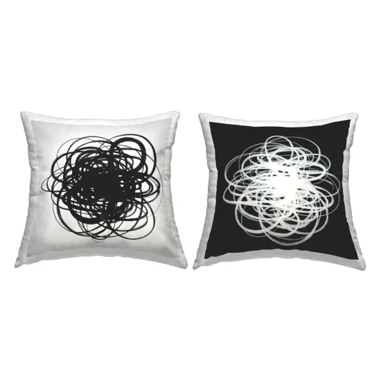 Stupell Industries Black & White Chaotic Scribble 2pc Indoor Pillow Set, 18 x 7 x 18 {1}