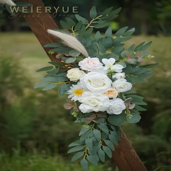 Pack of 2 -Artificial Wedding Arch Flowers Kit (Cream & Champagne) {4}