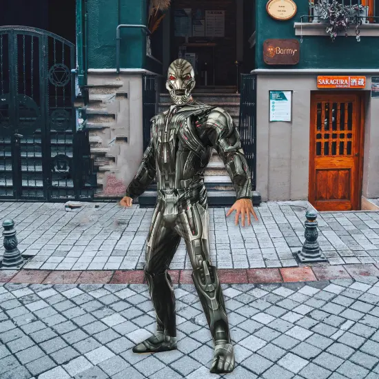 Ultron Muscle Chest Costume for Men Printed Jumpsuit with Mask and Boot Tops {6}